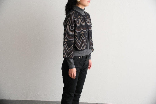 【new】enrica ジャガードニット ボレロ / black