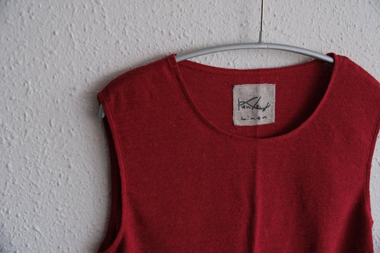 リネンコットンアンダーウェア ノースリーブ|レディース|ディープレッド