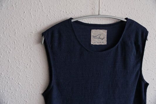 リネンコットンアンダーウェア ノースリーブ|レディース|インクネイビー