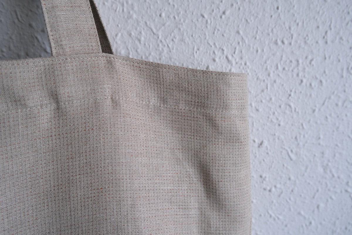 【2点限定】接ぎトートバッグ リネン中厚地 ドビー二重織 生成り・オレンジ