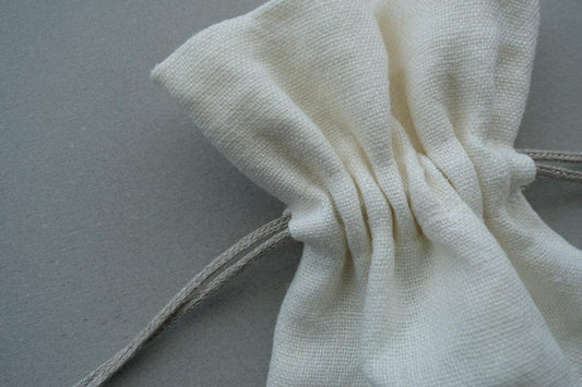 【2点限定】巾着袋M リネン中厚地 オフ白