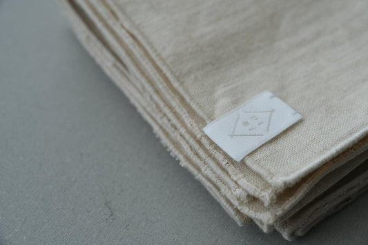 ヘンプハンカチ 生成り×ベージュ