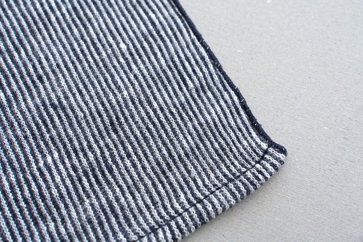 リネンニット ストライプフェイスタオル|ネイビー×ホワイト
