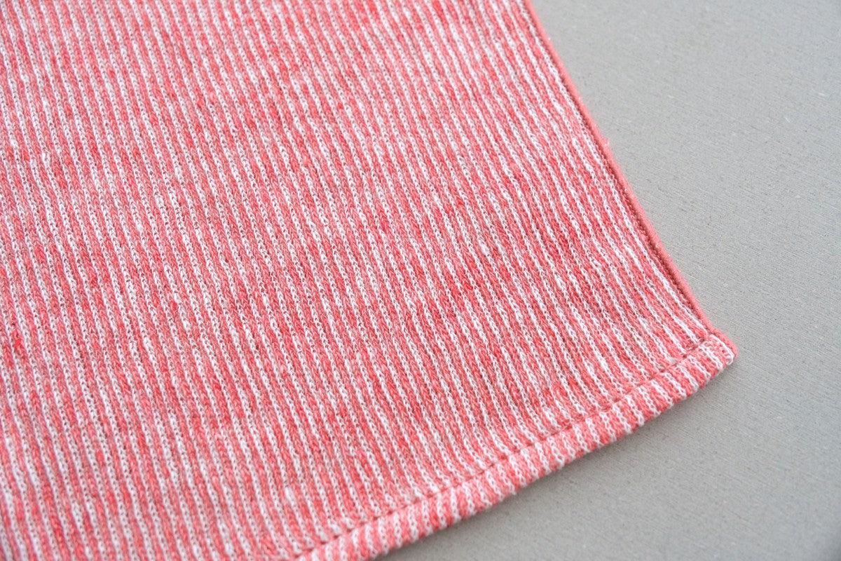 リネンニット ストライプフェイスタオル|レッド×ホワイト