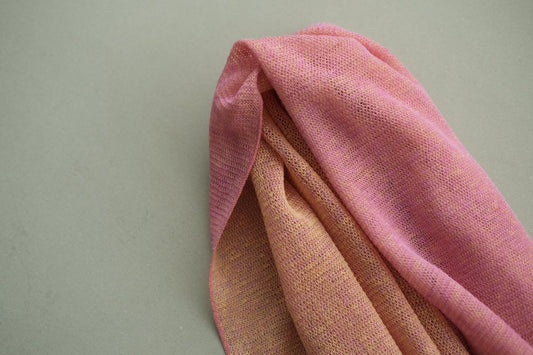 リネンニットストール|ベルフラワー×コーラルピンク