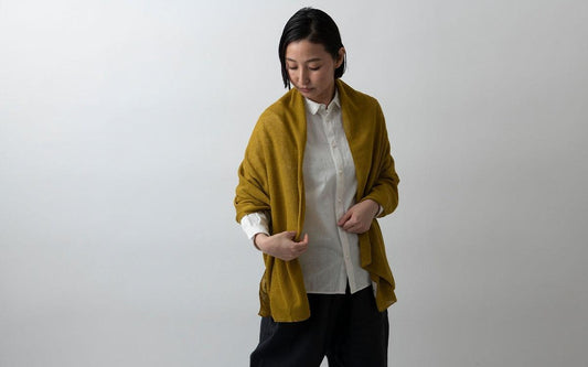 リネンニットストール|オリーブ