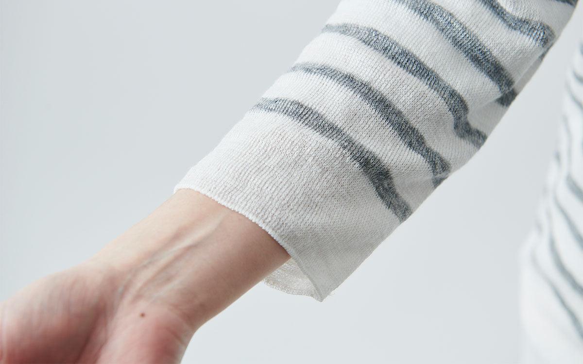 リネンニット 7分袖プルオーバー|レディース|白茶