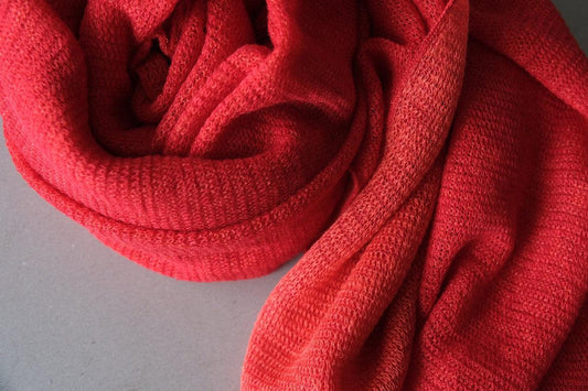リネンニットストール|レッド×スカーレットオレンジ