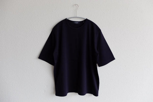 HANDROOM WOMEN'S クルーネック5分袖Tシャツ navy|ladies