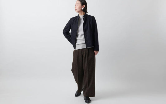 HANDROOM WOMEN'S タスマニアウール スタンドカラージャケット gray|ladies|2size