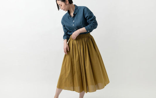 MITTAN / 大麻シャツ2 高密度 藍×胡桃 SH-109C / unisex