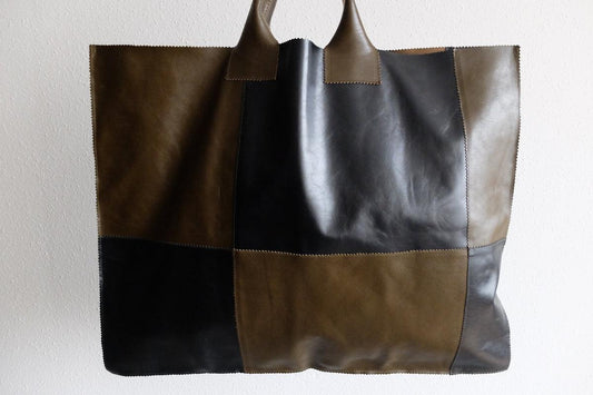 ビッグレザートートバッグ パッチワーク(A)