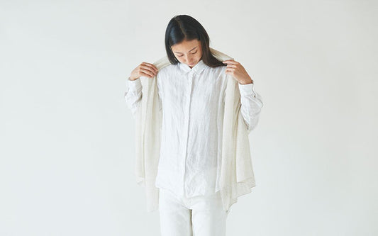 モヘアリネン ニットストール|スノーホワイト