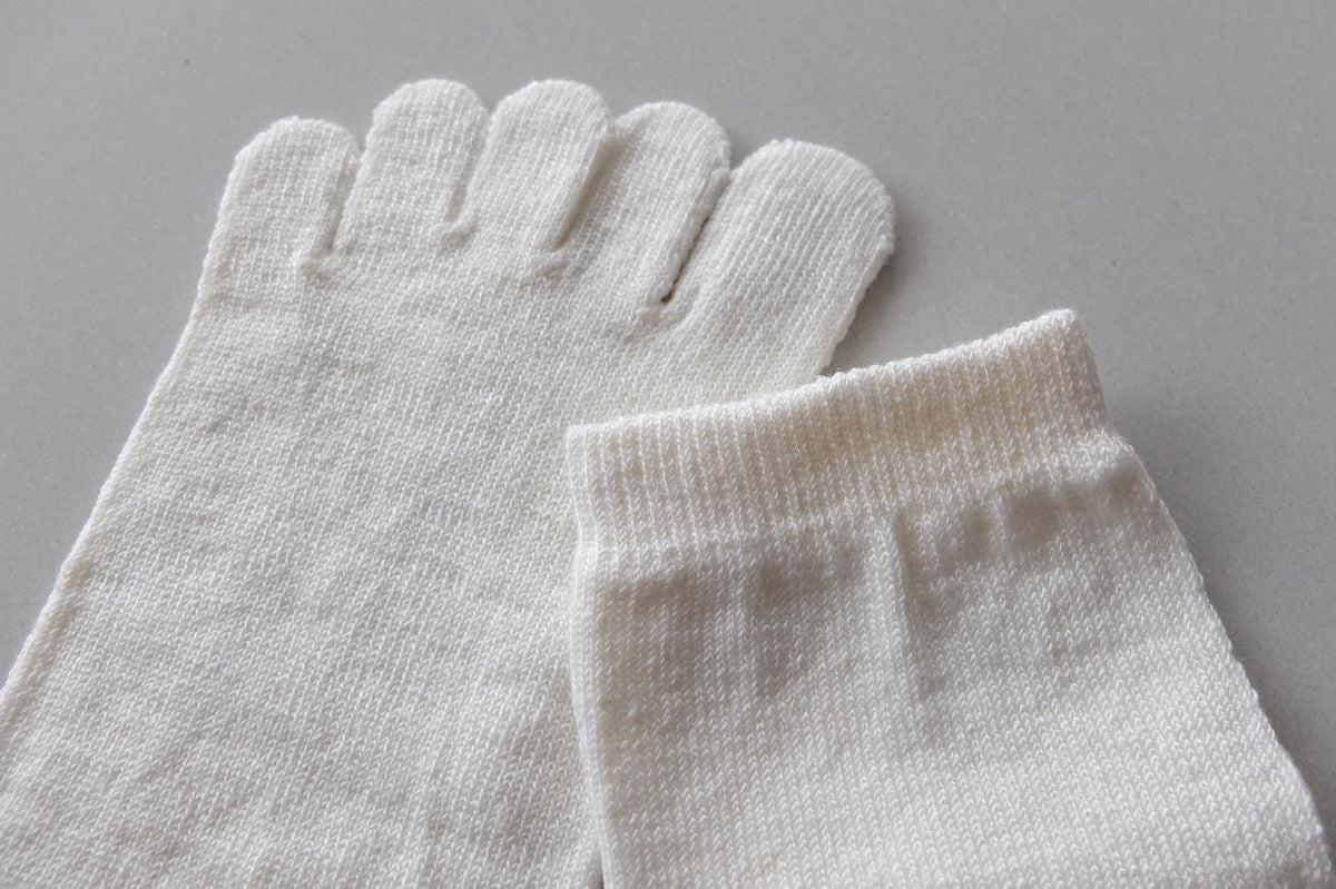 リネンキュプラ 5本指ソックス|25-27cm|オフホワイト