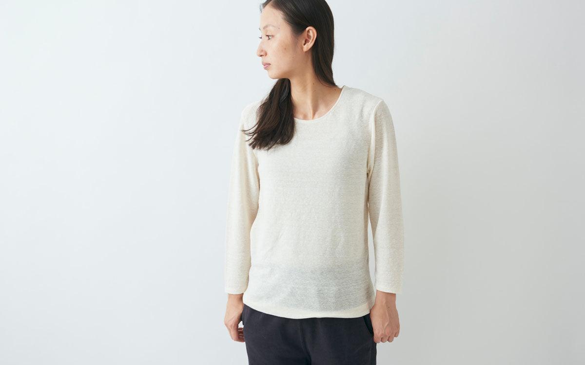 リネンコットンアンダーウェア7分袖｜レディース｜コッパーレッド