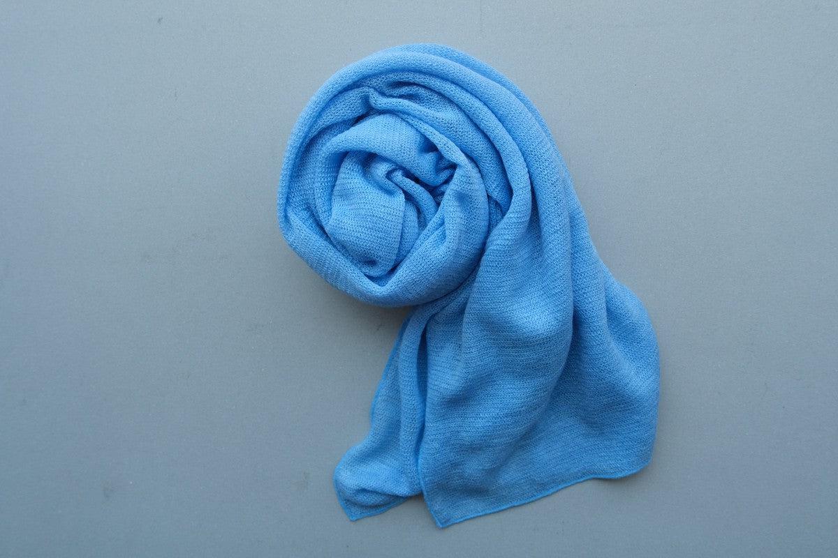 リネンニットストール｜サックス