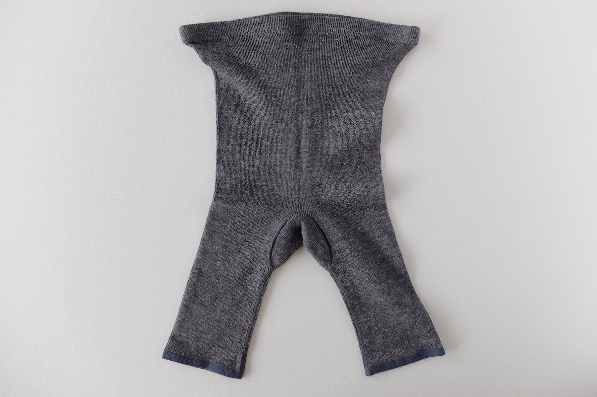 リネンニット マチ付きショートレギンス｜チャコール
