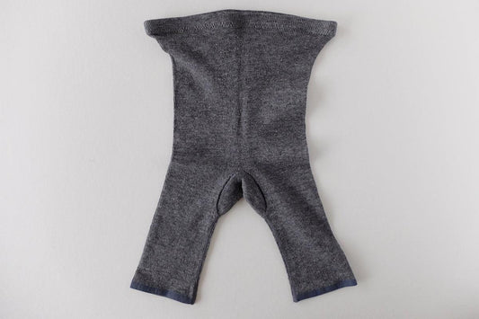 リネンニット マチ付きショートレギンス｜チャコール