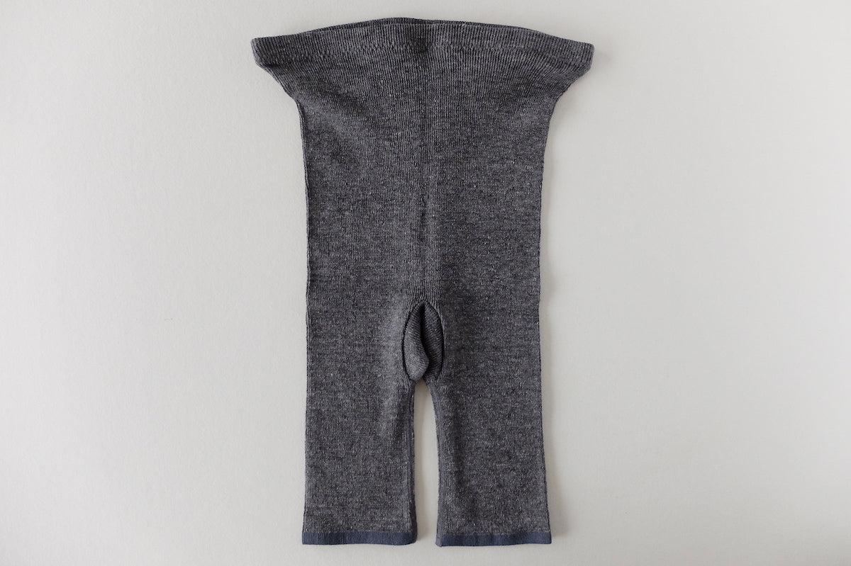リネンニット マチ付きショートレギンス｜チャコール