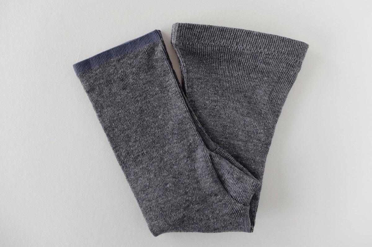 リネンニット マチ付きショートレギンス｜チャコール