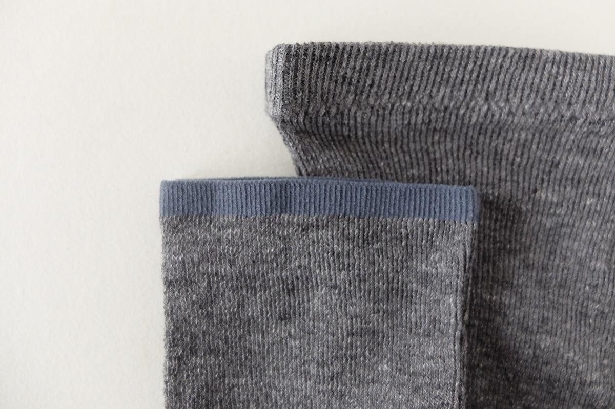 リネンニット マチ付きショートレギンス｜チャコール