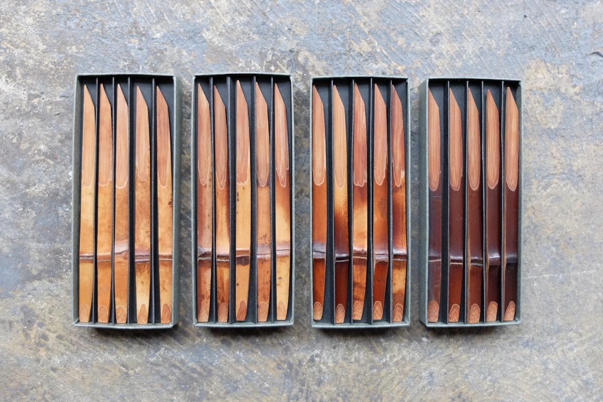 古材煤竹の菓子切 ＜1本単位・箱入り5本セット＞