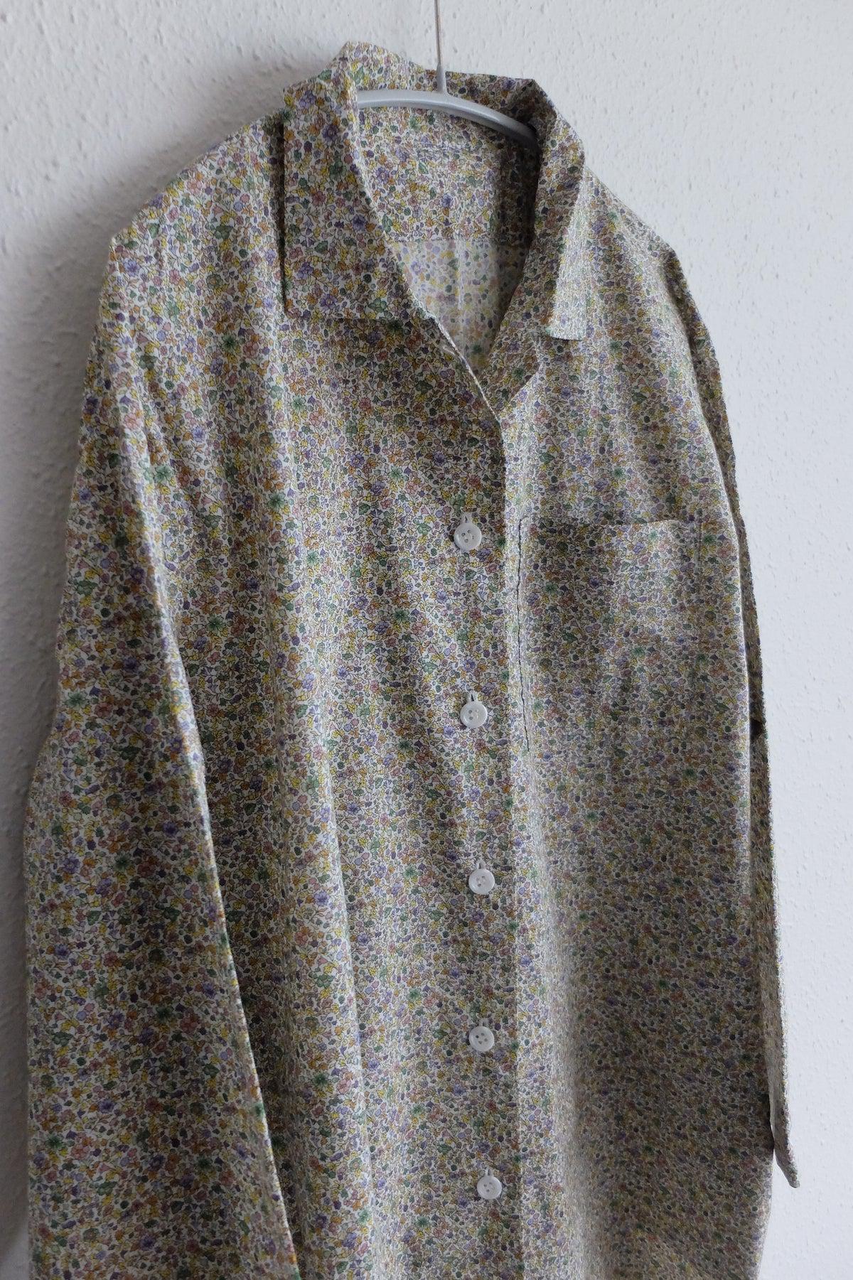 木間服装製作 longshirt flower green｜unisex freesize