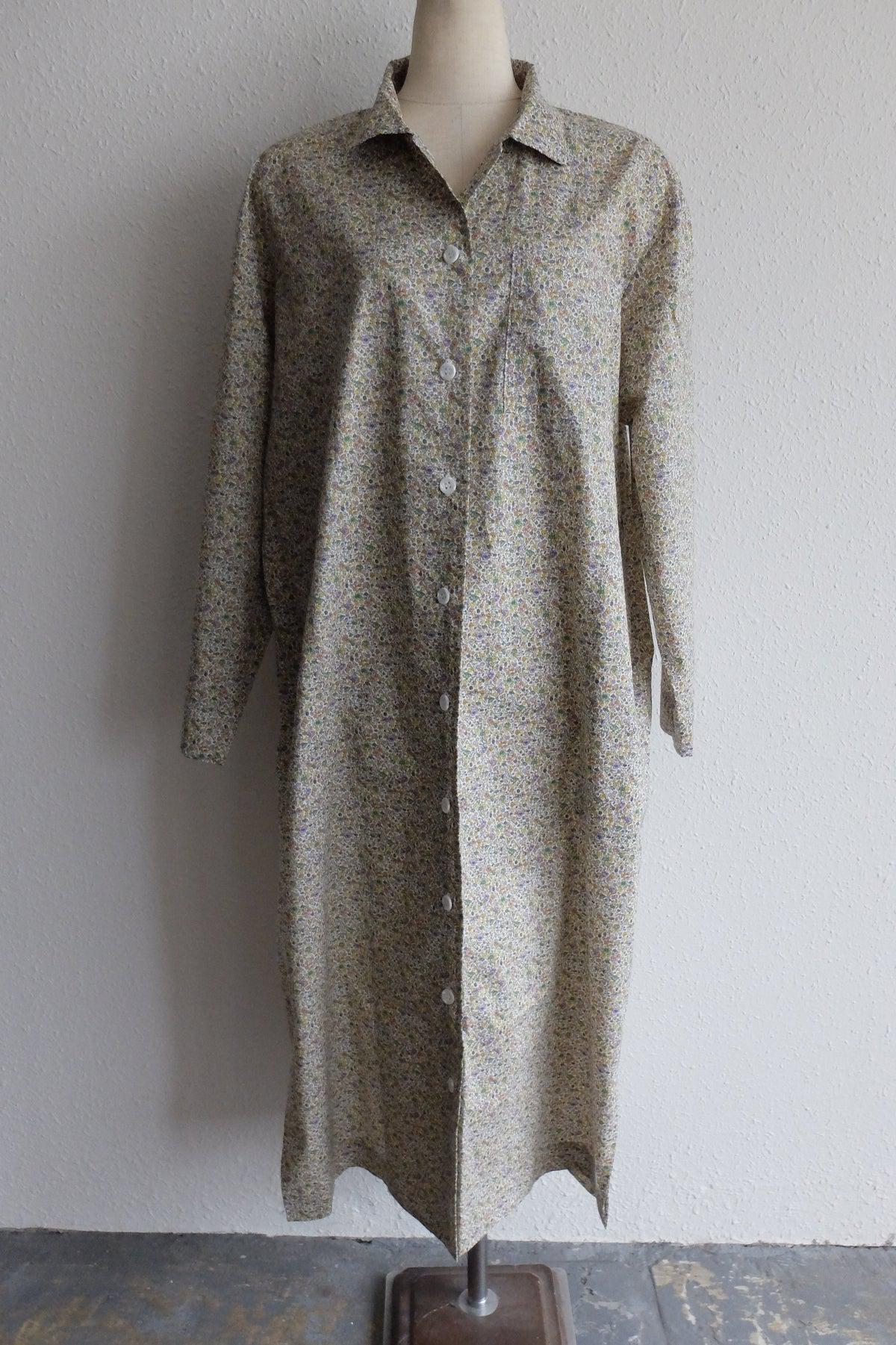 木間服装製作 longshirt flower green｜unisex freesize