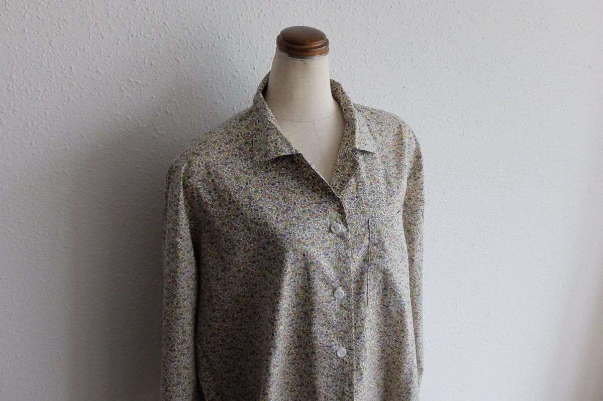 木間服装製作 longshirt flower green｜unisex freesize