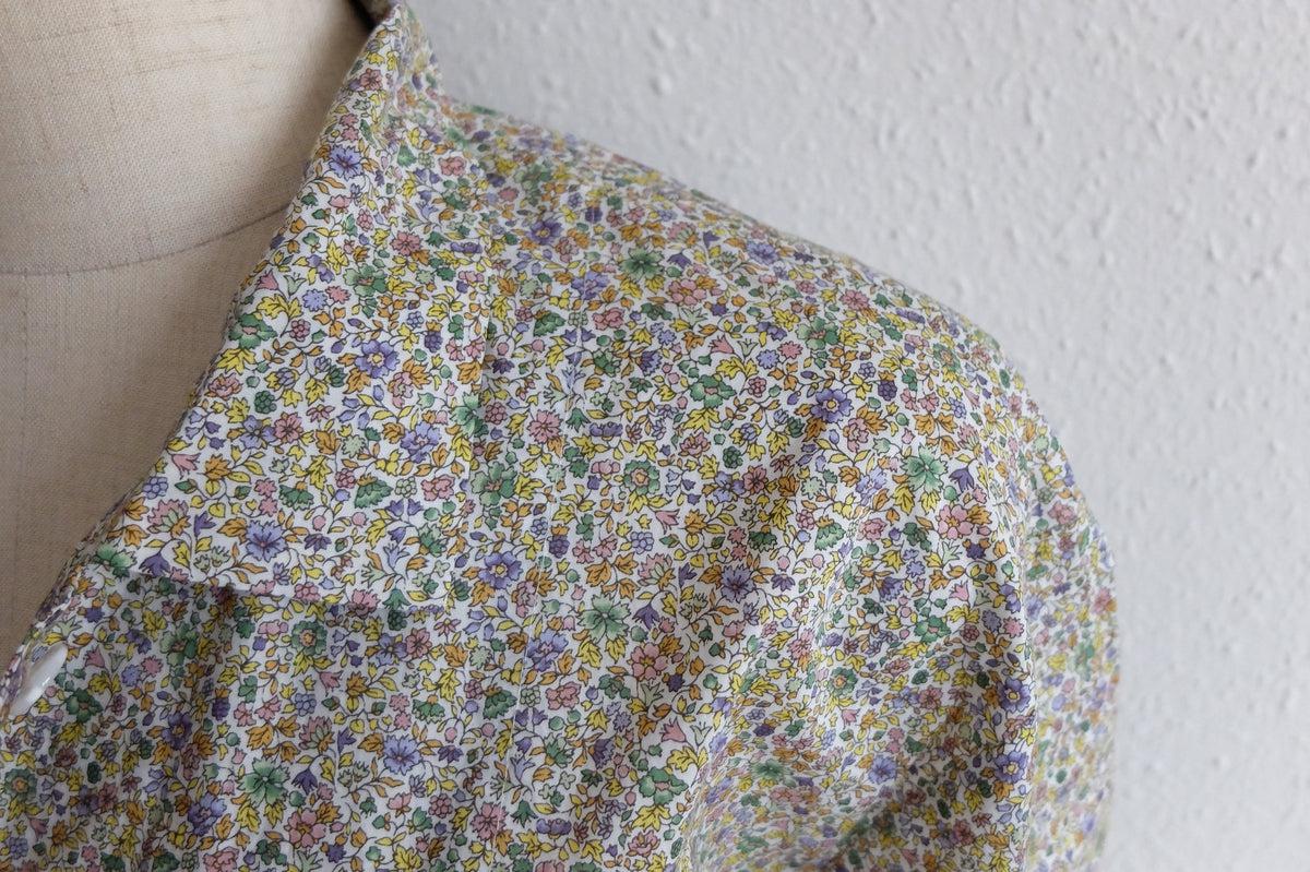 木間服装製作 longshirt flower green｜unisex freesize