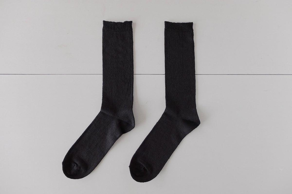 リネンニットソックス｜28-30cm｜ブラック ビッグサイズ