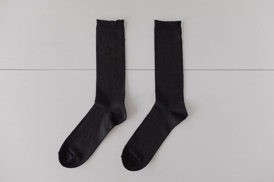 リネンニットソックス|28-30cm|ブラック ビッグサイズ