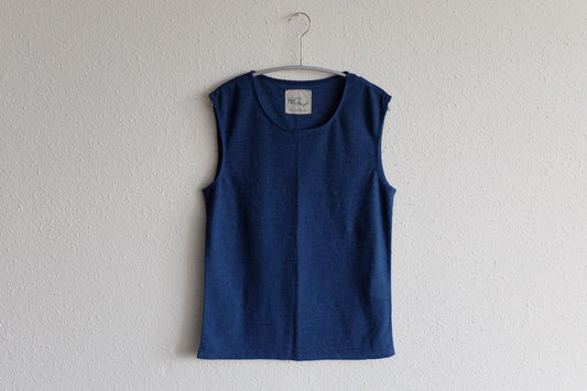 リネンコットンアンダーウェア ノースリーブ｜レディース｜スモークブルー