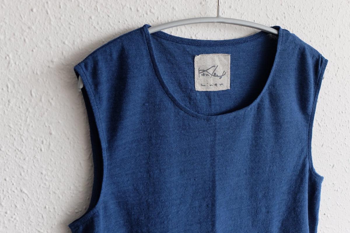 リネンコットンアンダーウェア ノースリーブ｜レディース｜スモークブルー