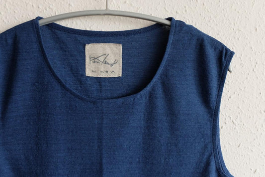 リネンコットンアンダーウェア ノースリーブ｜レディース｜スモークブルー