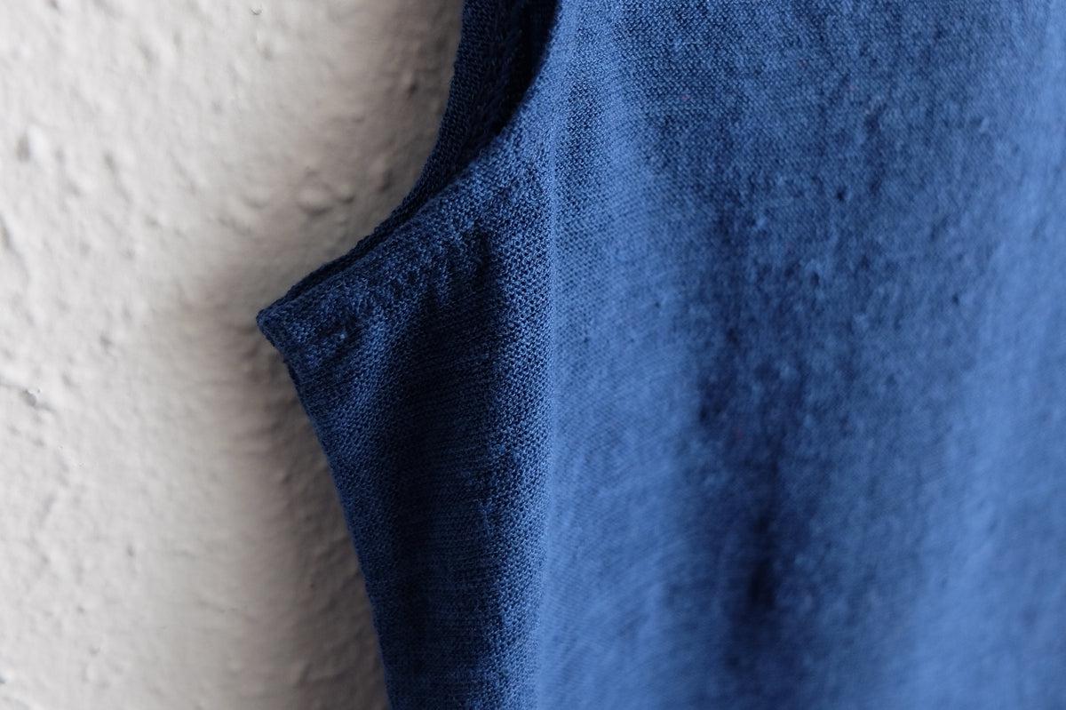 リネンコットンアンダーウェア ノースリーブ｜レディース｜スモークブルー