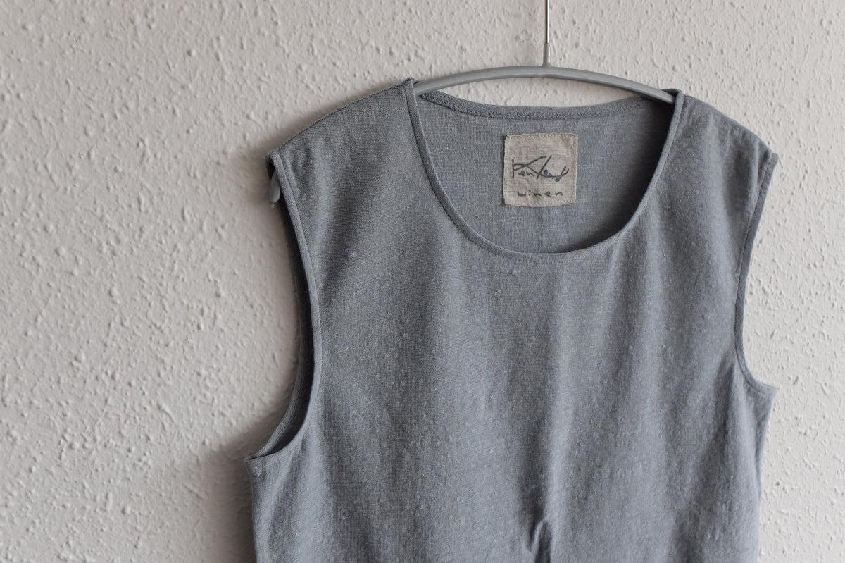 リネンコットンアンダーウェア ノースリーブ｜レディース｜ムーングレー