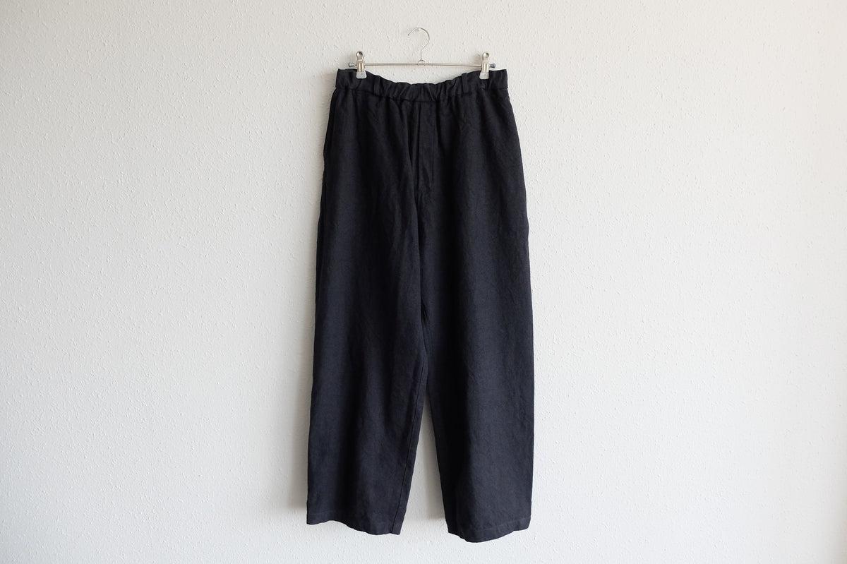 MITTAN / 亜麻苧麻ワイドパンツ 墨黒 PT-92 / unisex