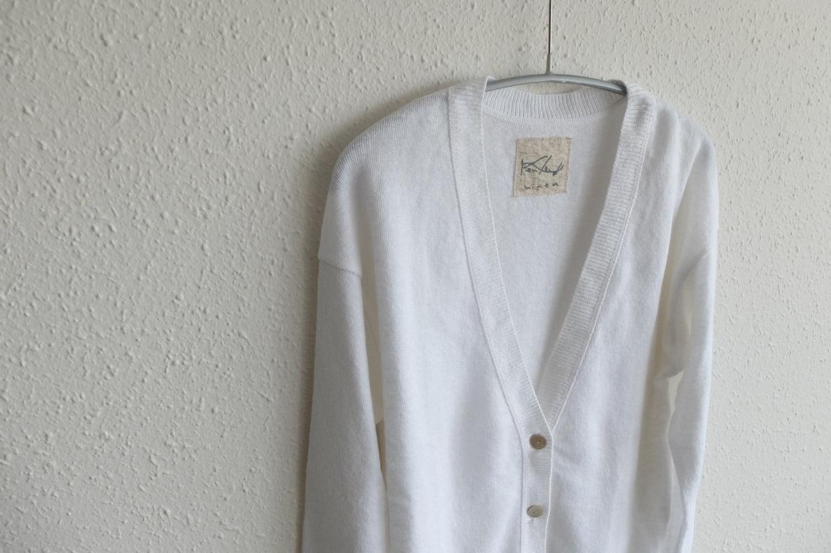 リネンニットカーディガン｜レディース｜ホワイト