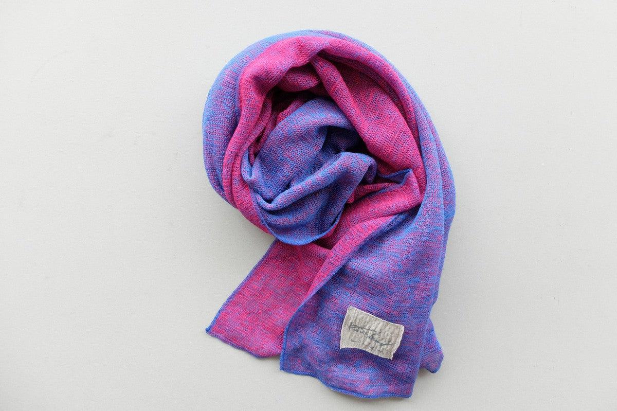 リネンニットストール｜パープル×ピンク