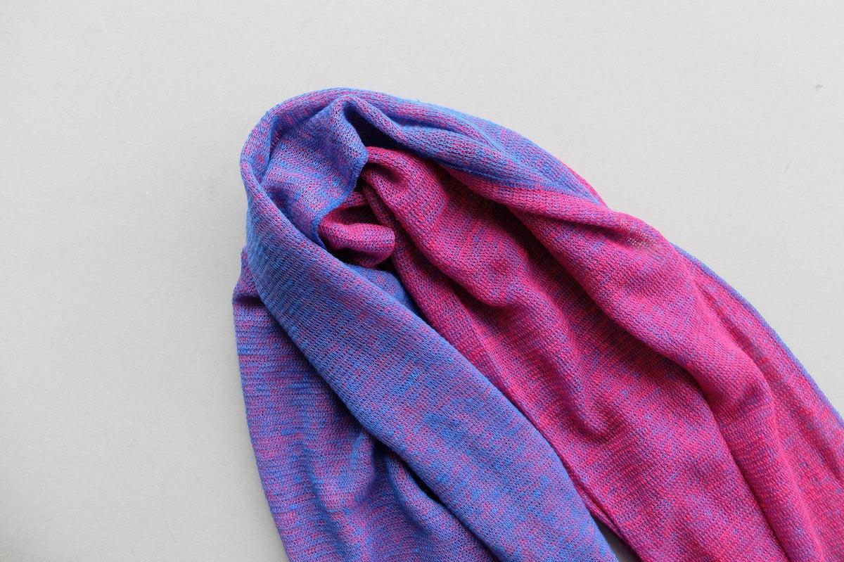 リネンニットストール｜パープル×ピンク