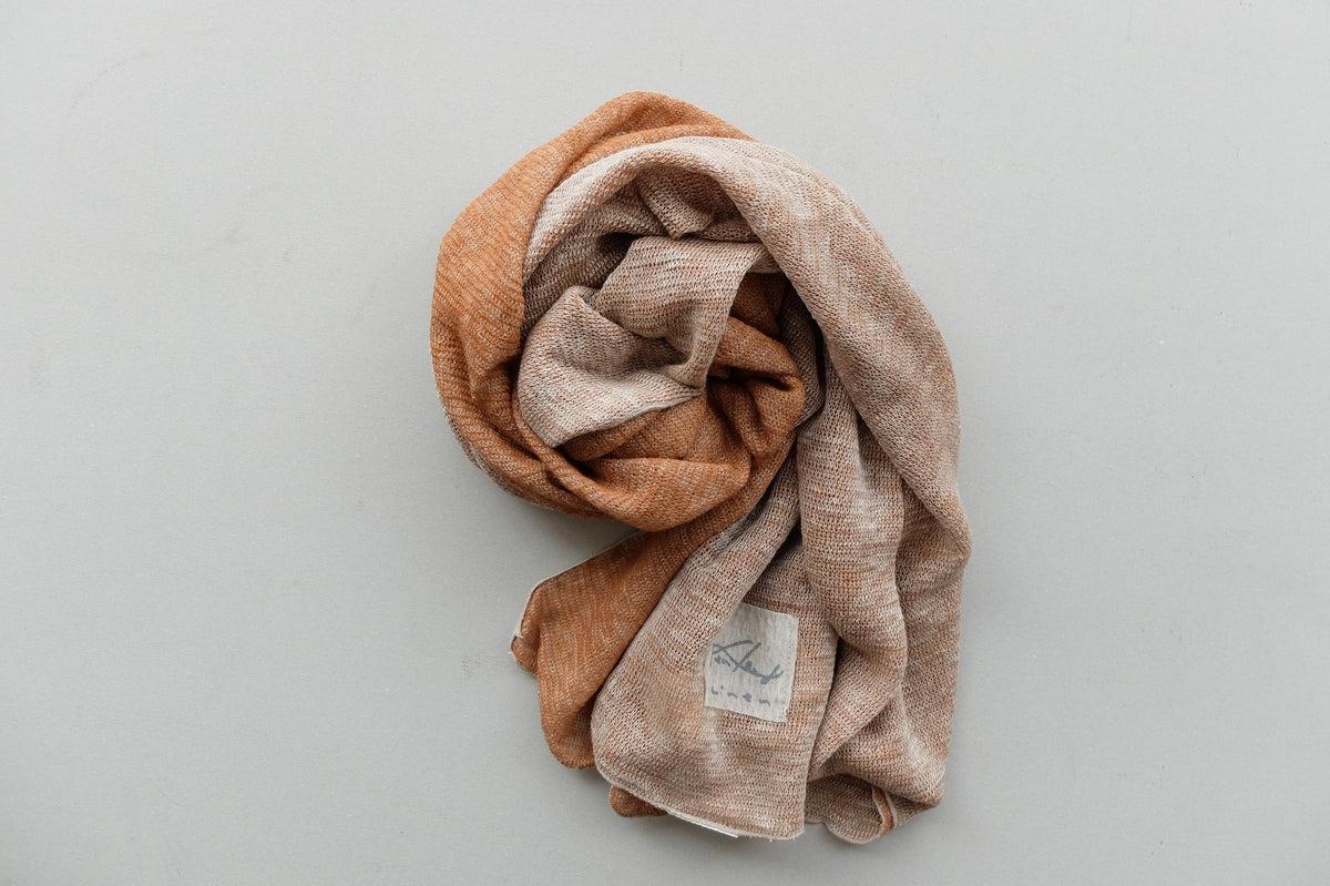 リネンニットストール｜ブラウン×ナチュラル
