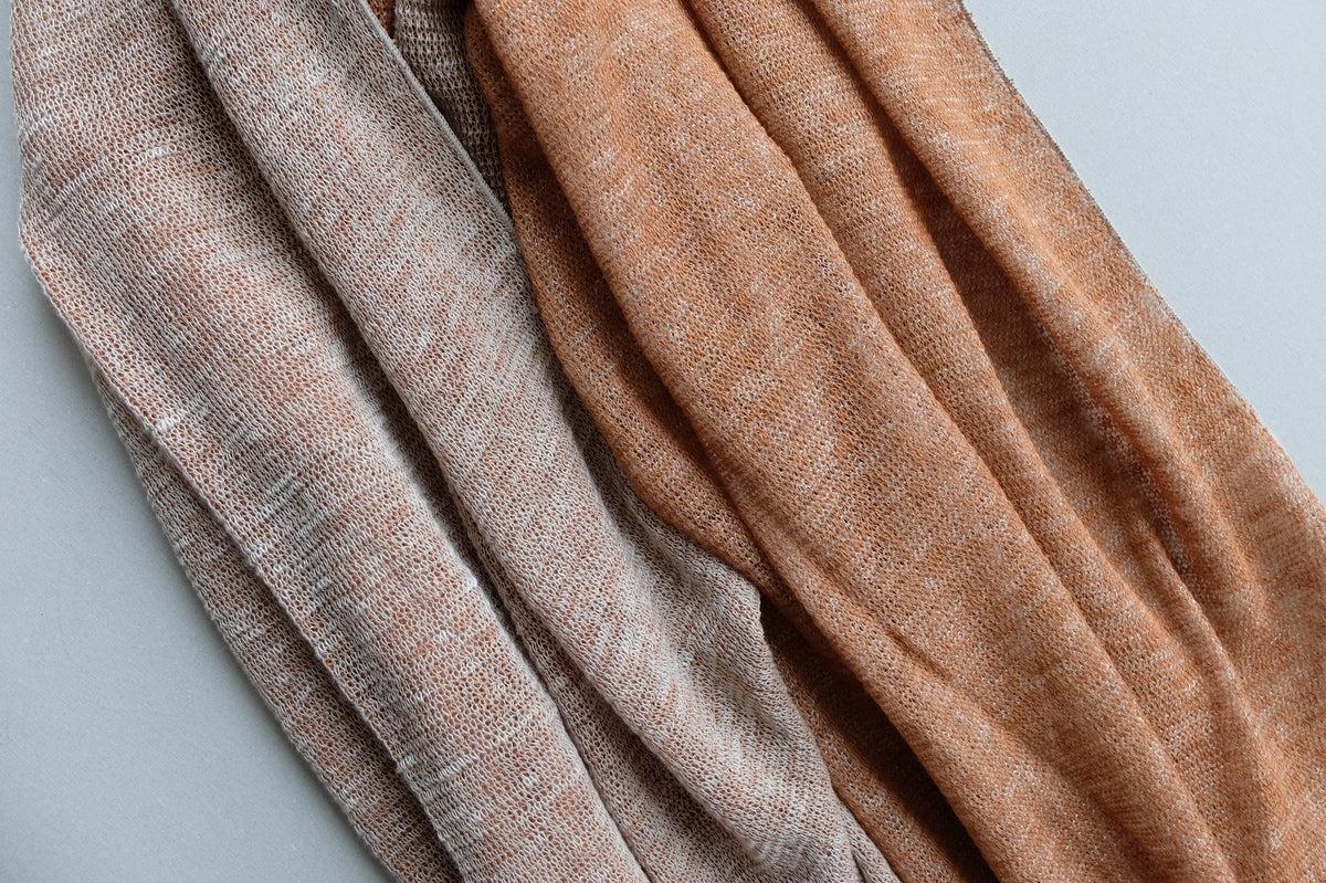 リネンニットストール｜ブラウン×ナチュラル