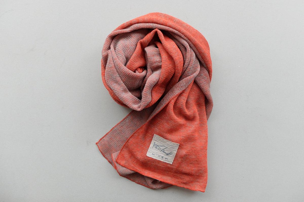 リネンニットストール｜オレンジ×ナチュラル