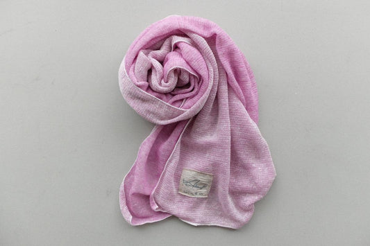 リネンニットストール｜オフ白×パープル