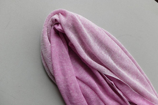 リネンニットストール｜オフ白×パープル