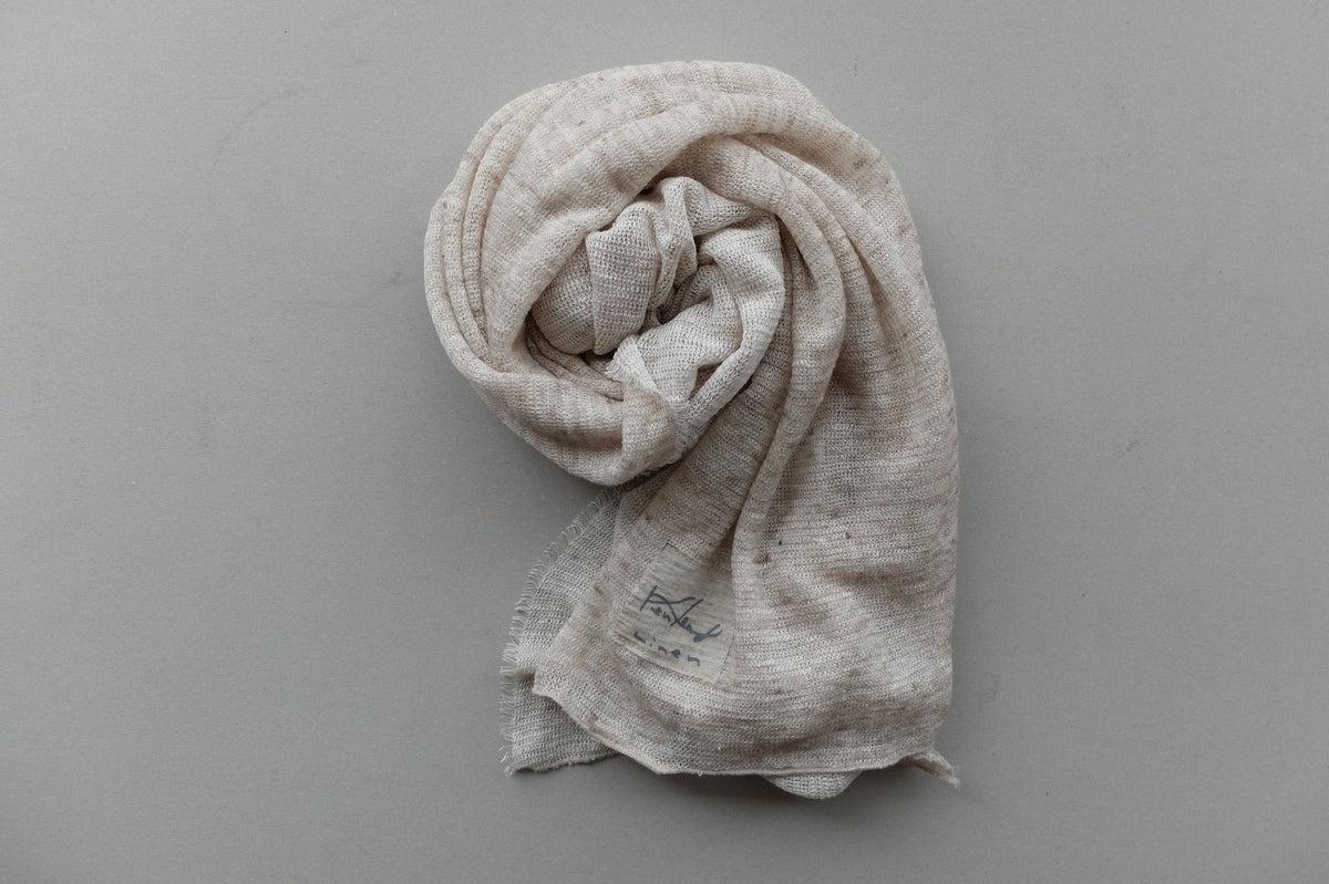 リネンニットストール｜Lブラウン×ホワイト