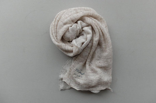 リネンニットストール｜Lブラウン×ホワイト