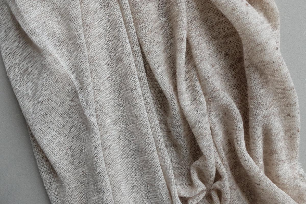 リネンニットストール｜Lブラウン×ホワイト