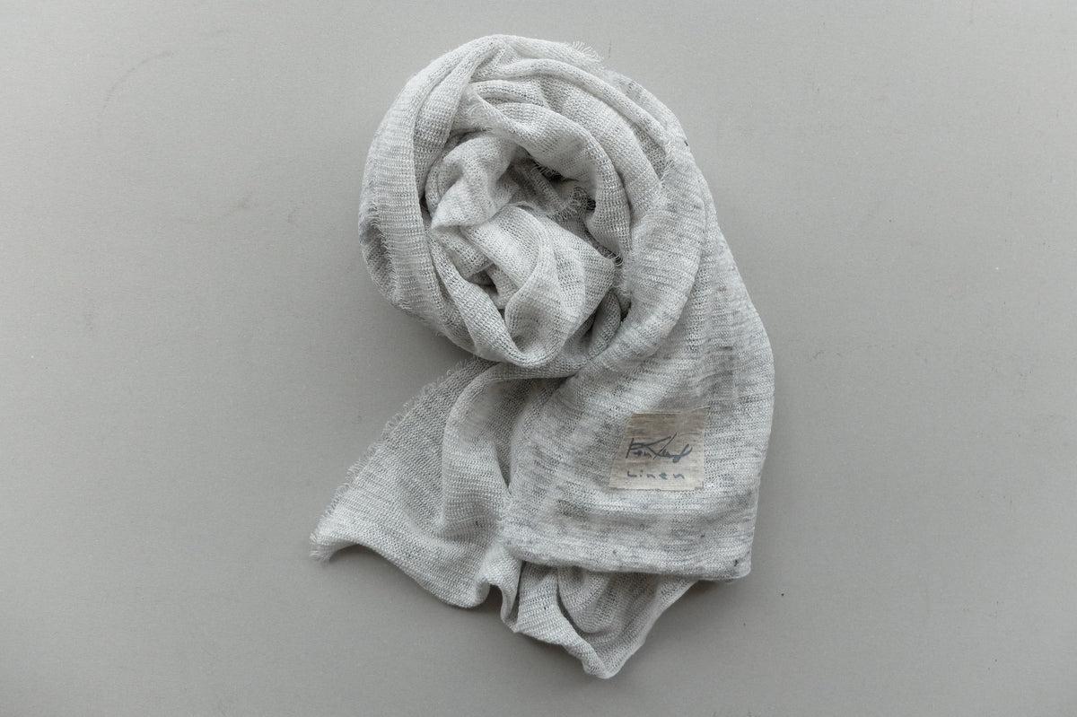 リネンニットストール｜Lグレー×ホワイト